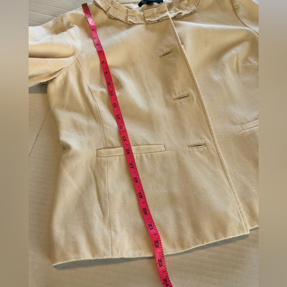 Boden Ruffled Collar Cream Blazer. Size 14 - Picture 11 of 14